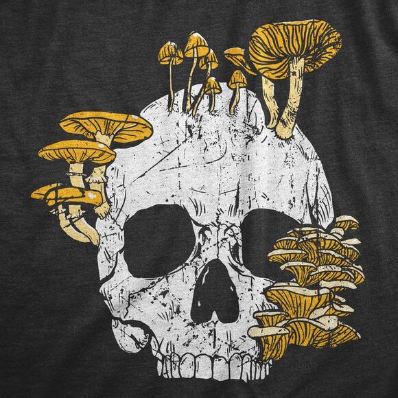 Mens Mushroom Skull T Shirt Fuuny Cool Dead Decaying Skeleton Shrooms Tee for - Picture 2 of 4